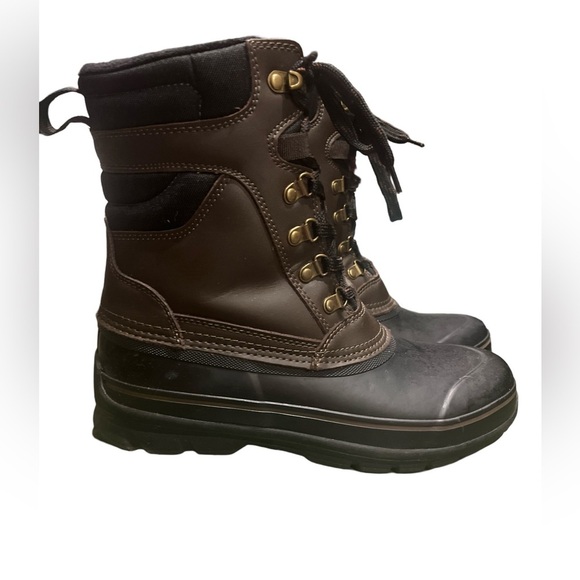 Khombu Men Insulated Duck Boots Kenny Size US 9 M Brown Leather - Picture 2 of 9